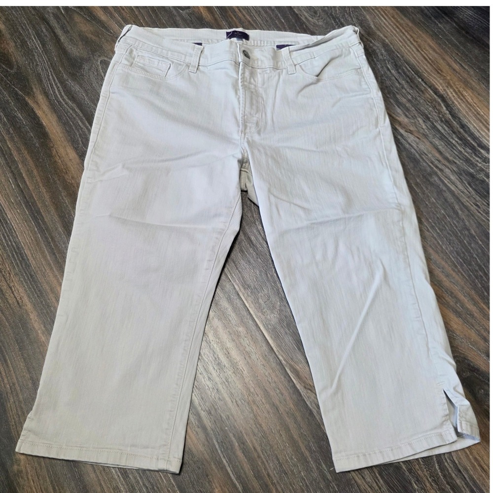 NYDJ Lift Tuck Technology Beige Cropped Jeans Petite Size 14P Made in USA